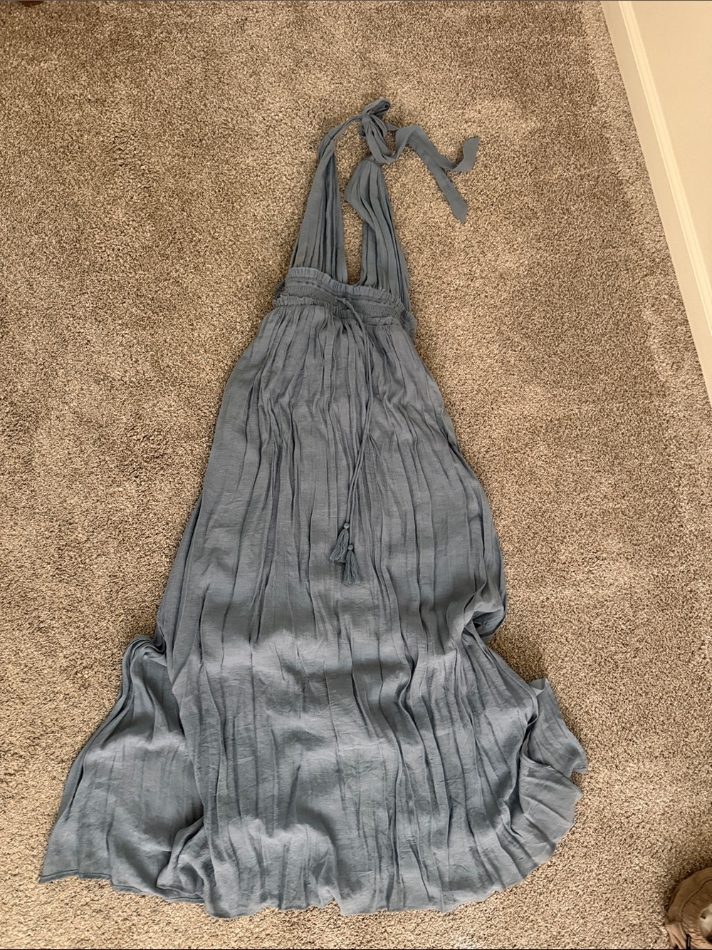 Halter Maxi Dress in Dusty Blue - Women
